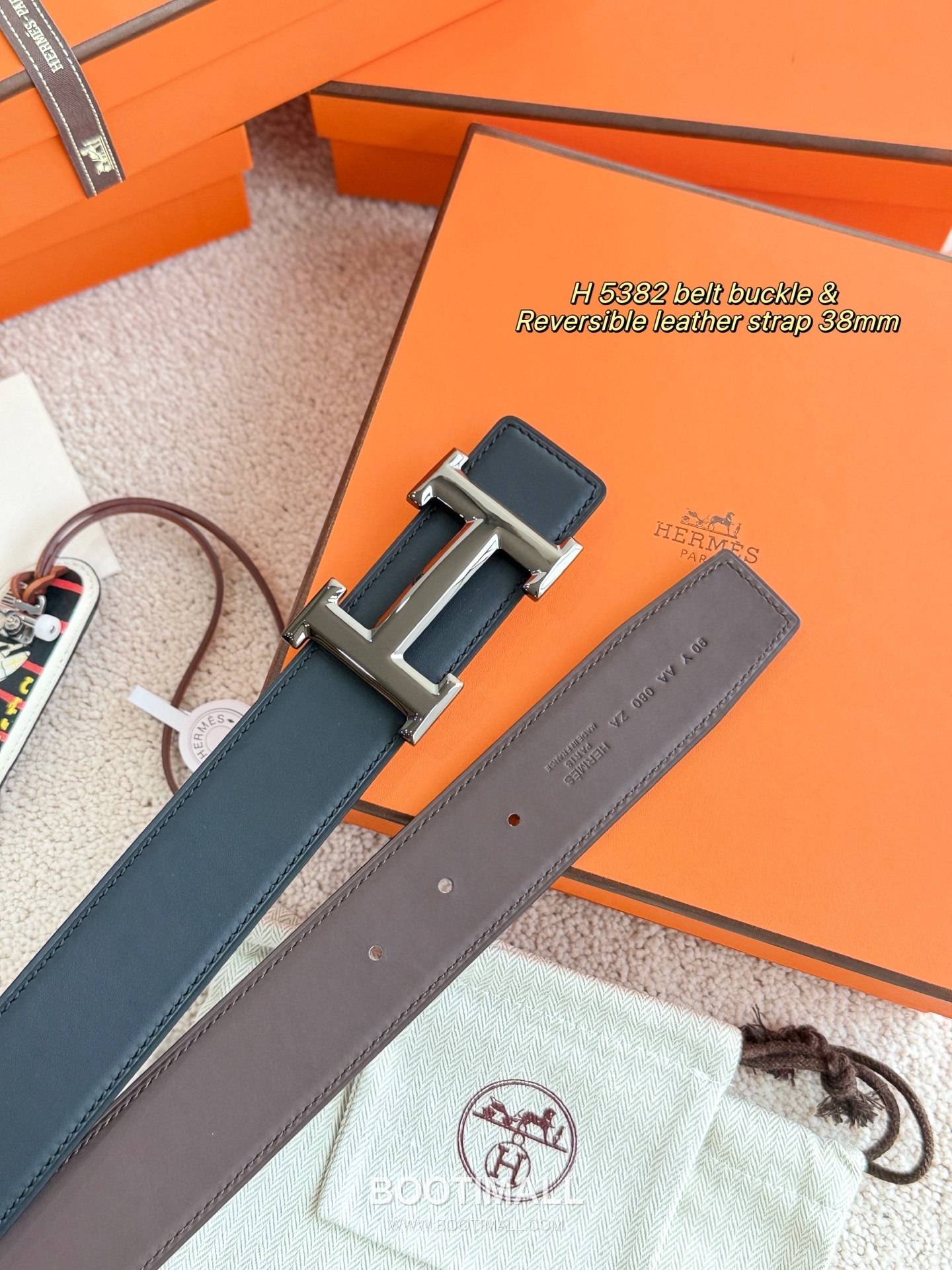Hermès H 5382 Reversible Matte Calfskin Belt 에르메스 H 5382 리버서블 매트 카프스킨 벨트 3.8cm 2