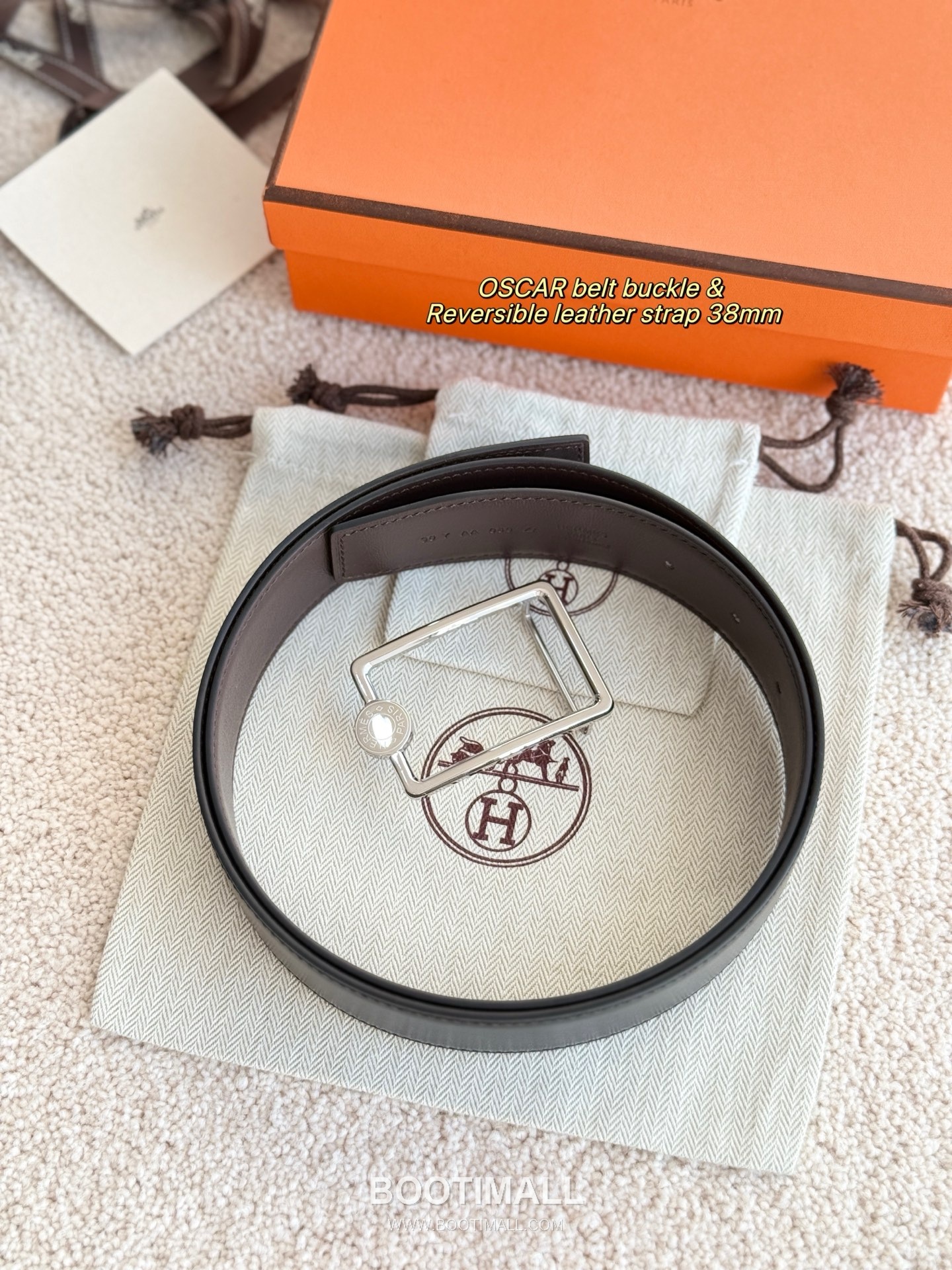 
Hermès Oscar Reversible Swift Calfskin Belt 에르메스 오스카 리버서블 스위프트 카프스킨 벨트 3.8cm 1