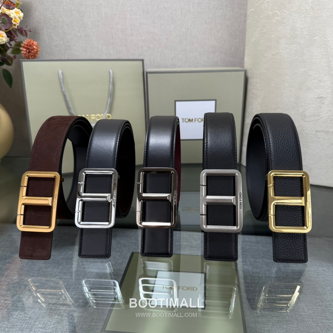 Tom Ford Reversible Buckle Cowhide Leather Belt 톰포드 리버서블 버클 이탈리아산 소가죽 벨트 3.5cm 9