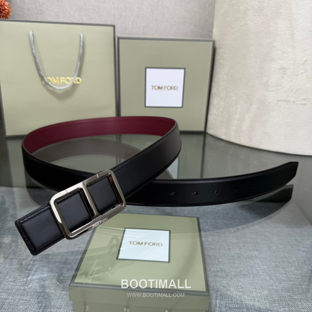 Tom Ford Reversible Buckle Cowhide Leather Belt 톰포드 리버서블 버클 이탈리아산 소가죽 벨트 3.5cm 4