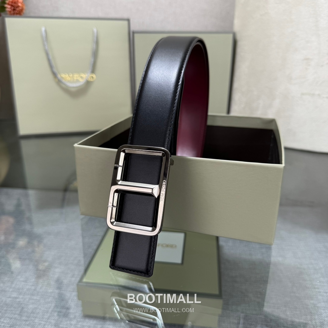 Tom Ford Reversible Buckle Cowhide Leather Belt 톰포드 리버서블 버클 이탈리아산 소가죽 벨트 3.5cm 7