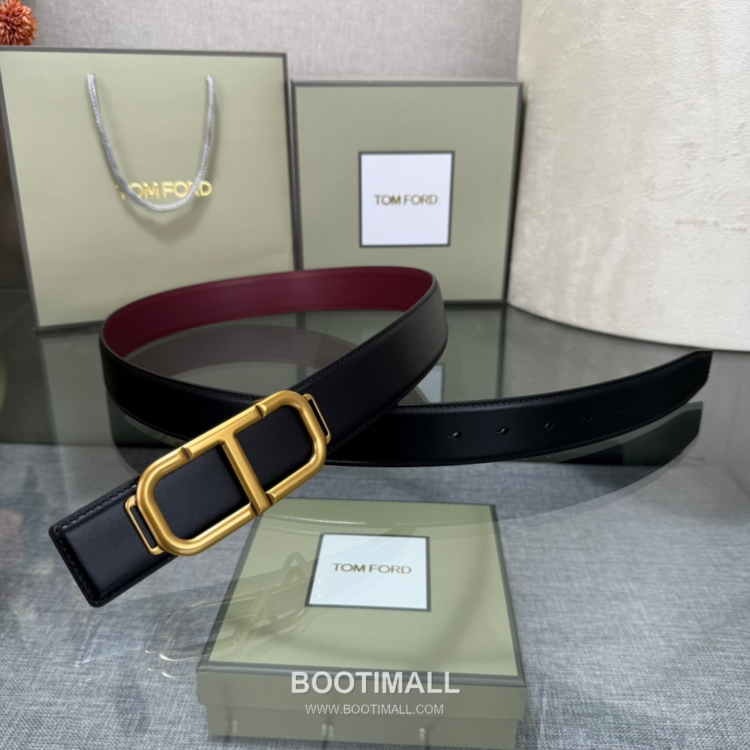 Tom Ford Reversible Buckle Cowhide Leather Belt 톰포드 리버서블 버클 이탈리아산 소가죽 벨트 3.5cm 1