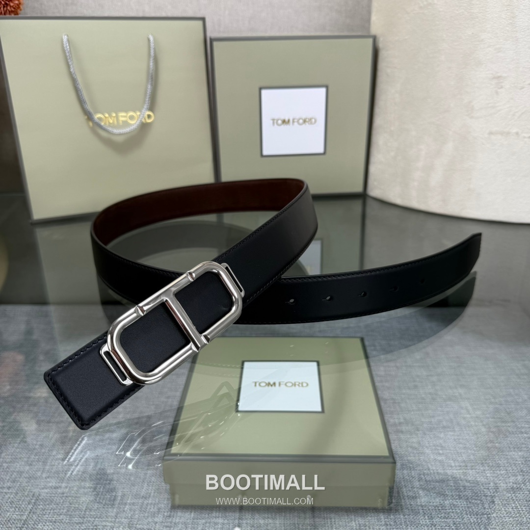 Tom Ford Reversible Buckle Cowhide Leather Belt 톰포드 리버서블 버클 이탈리아산 소가죽 벨트 3.5cm 4