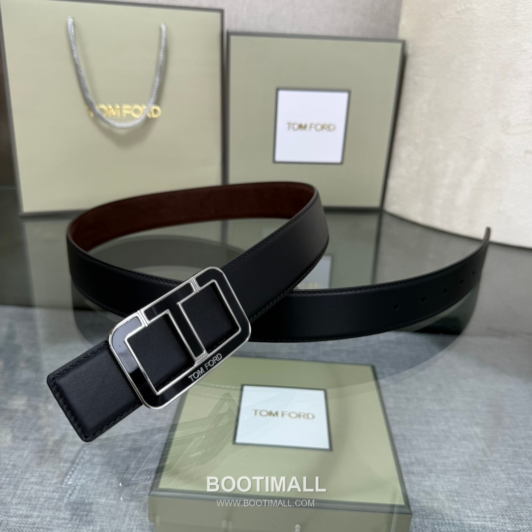 Tom Ford Reversible Buckle Cowhide Leather Belt 톰포드 리버서블 버클 이탈리아산 소가죽 벨트 3.5cm 4