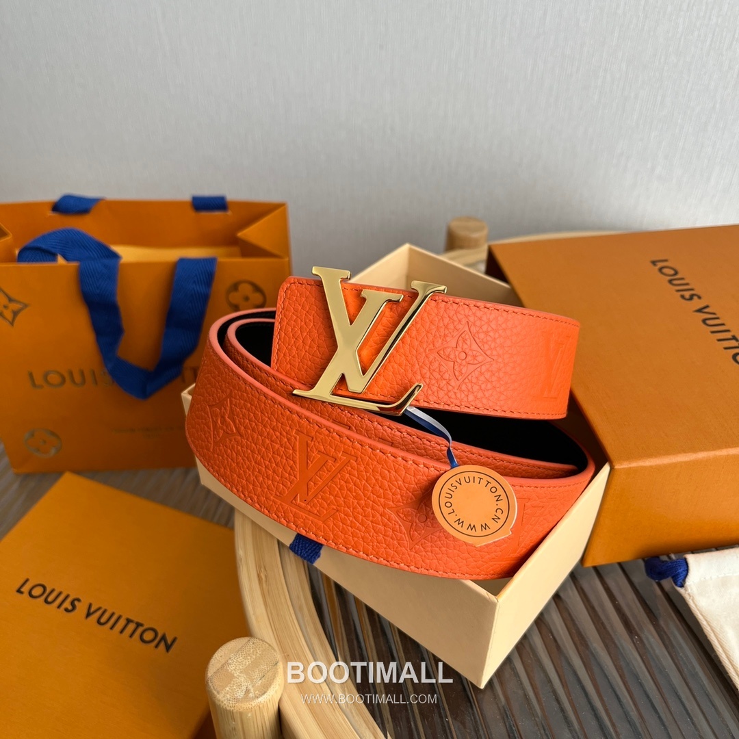 Louis Vuitton New Togo Embossed Buckle Calfskin Black Belt 루이비통 뉴 토고 엠보 버클 카프스킨 블랙 벨트 4cm 1