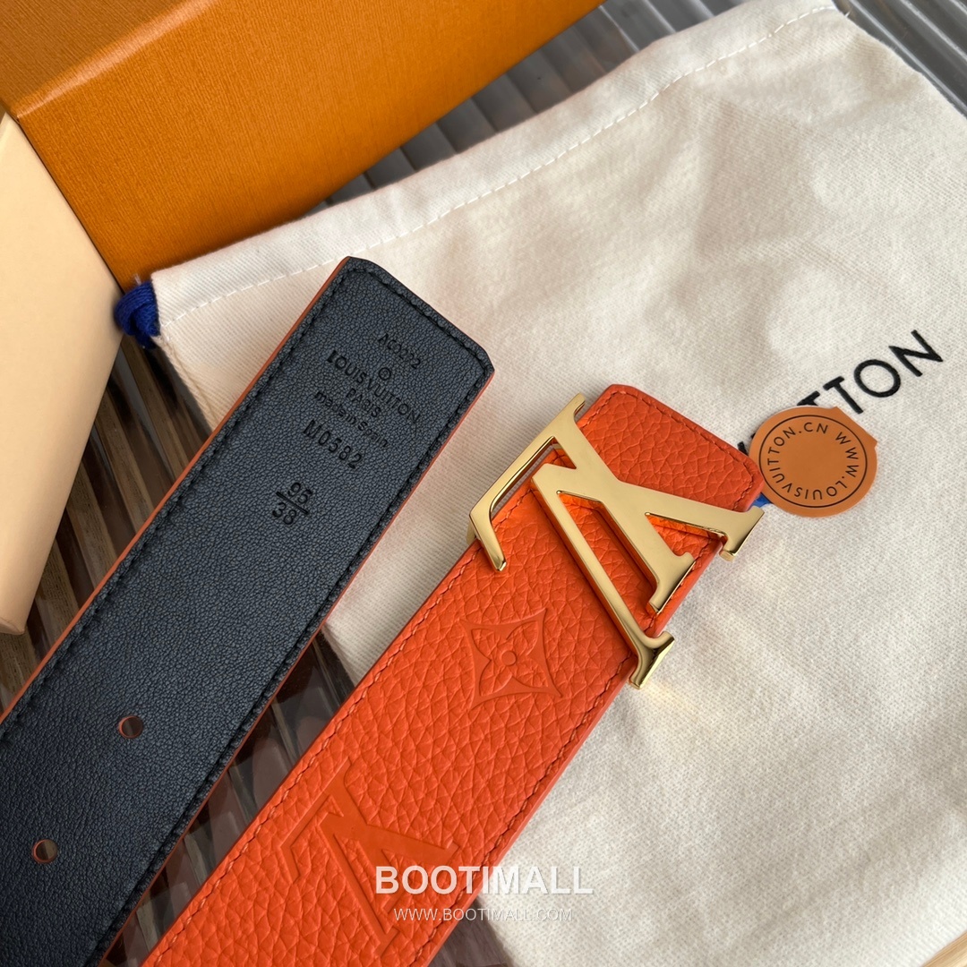 Louis Vuitton New Togo Embossed Buckle Calfskin Black Belt 루이비통 뉴 토고 엠보 버클 카프스킨 블랙 벨트 4cm 5