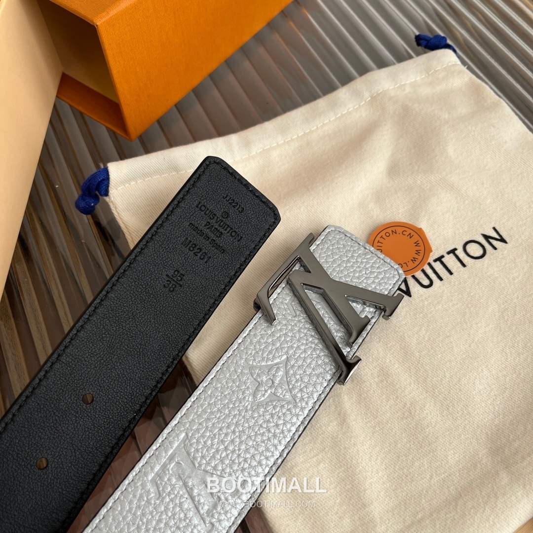 Louis Vuitton New Togo Embossed Buckle Calfskin Black Belt 루이비통 뉴 토고 엠보 버클 카프스킨 블랙 벨트 4cm 5