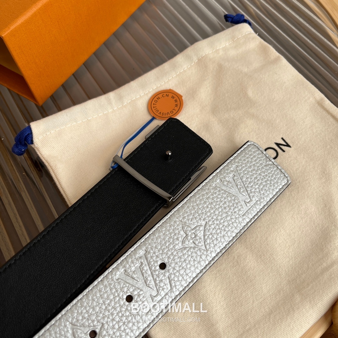 Louis Vuitton New Togo Embossed Buckle Calfskin Black Belt 루이비통 뉴 토고 엠보 버클 카프스킨 블랙 벨트 4cm 6