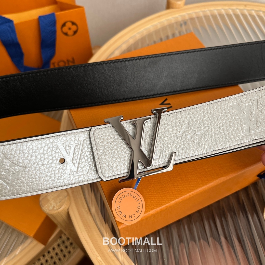 Louis Vuitton New Togo Embossed Buckle Calfskin Black Belt 루이비통 뉴 토고 엠보 버클 카프스킨 블랙 벨트 4cm 8