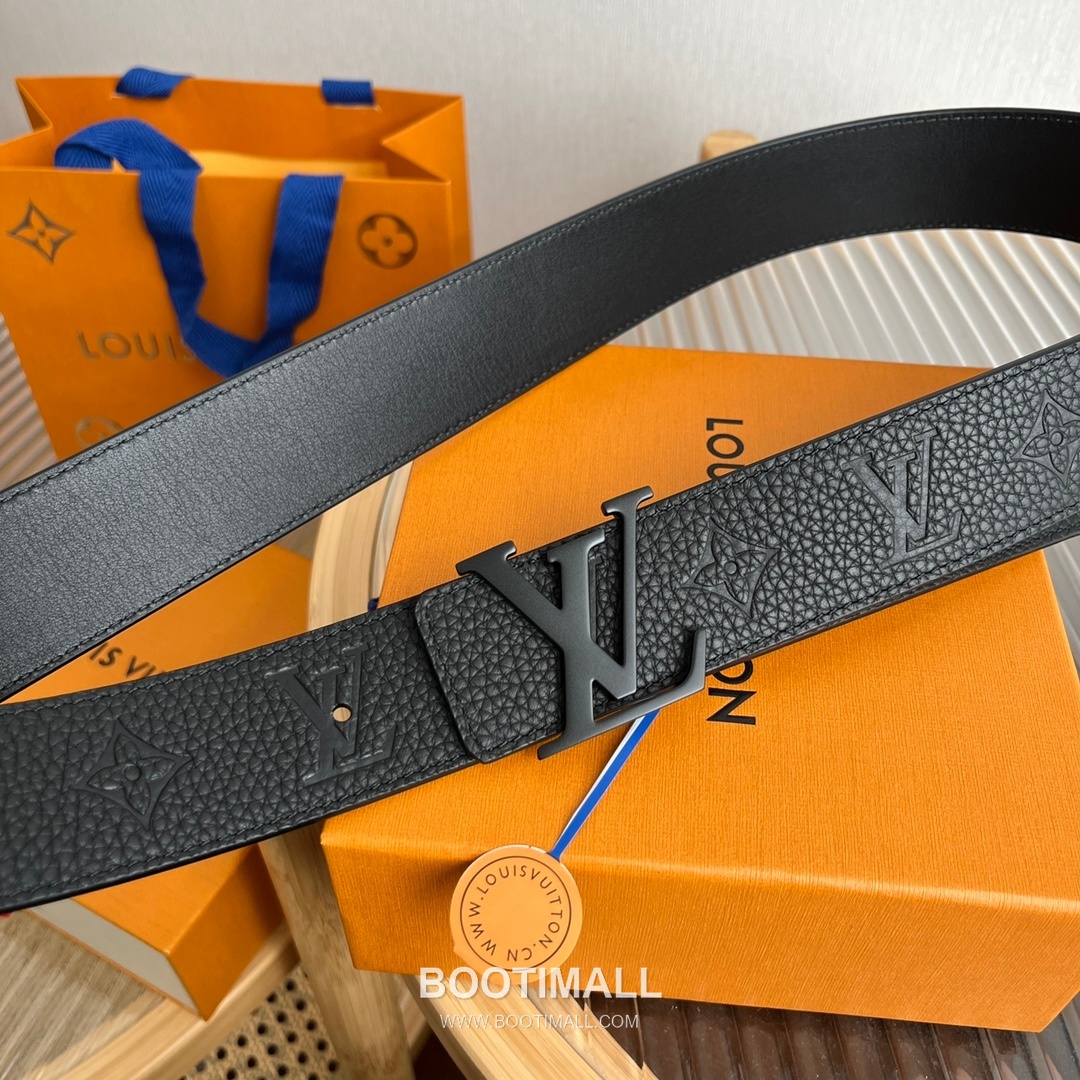 Louis Vuitton New Togo Embossed Buckle Calfskin Black Belt 루이비통 뉴 토고 엠보 버클 카프스킨 블랙 벨트 4cm 5
