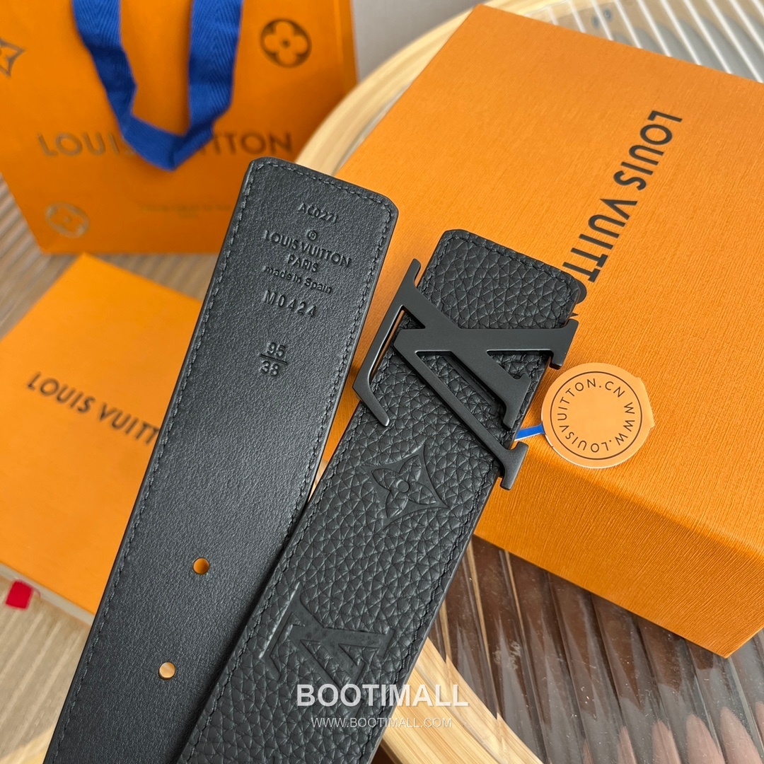 Louis Vuitton New Togo Embossed Buckle Calfskin Black Belt 루이비통 뉴 토고 엠보 버클 카프스킨 블랙 벨트 4cm 6