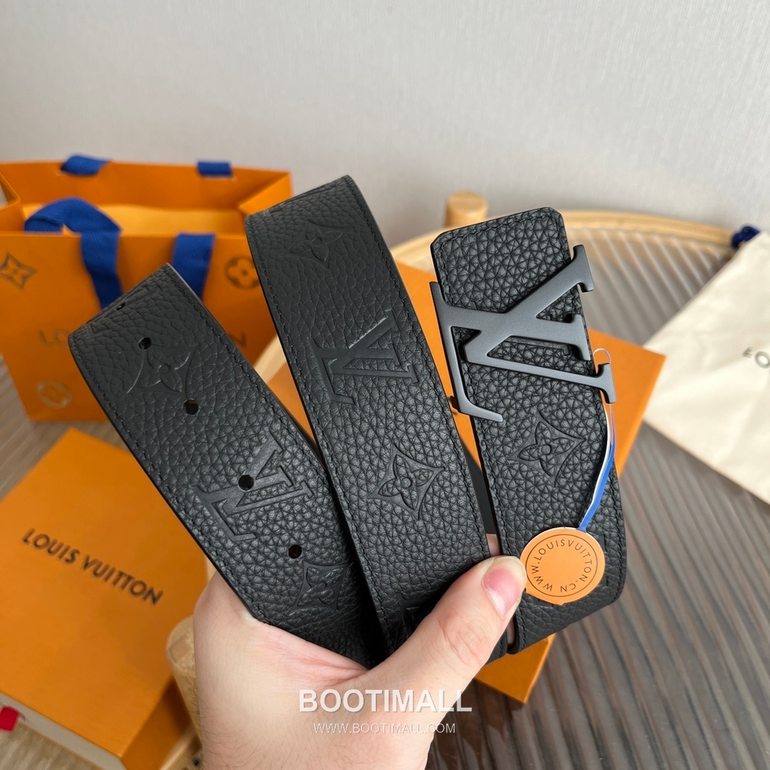 Louis Vuitton New Togo Embossed Buckle Calfskin Black Belt 루이비통 뉴 토고 엠보 버클 카프스킨 블랙 벨트 4cm 9