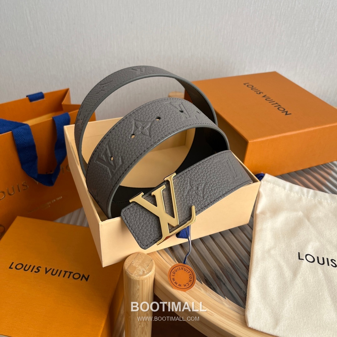 Louis Vuitton New Togo Embossed Buckle Calfskin Black Belt 루이비통 뉴 토고 엠보 버클 카프스킨 블랙 벨트 4cm 8