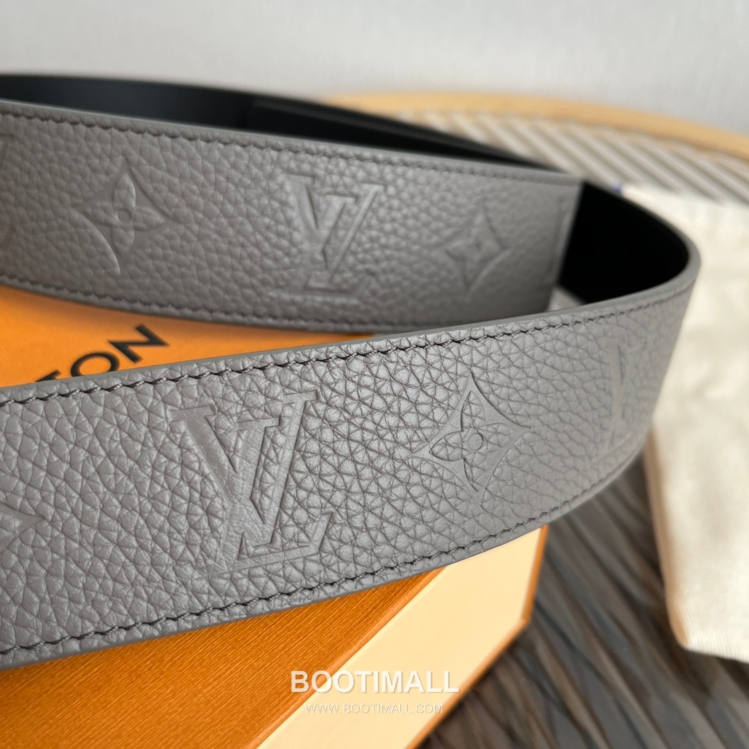 Louis Vuitton New Togo Embossed Buckle Calfskin Black Belt 루이비통 뉴 토고 엠보 버클 카프스킨 블랙 벨트 4cm 8