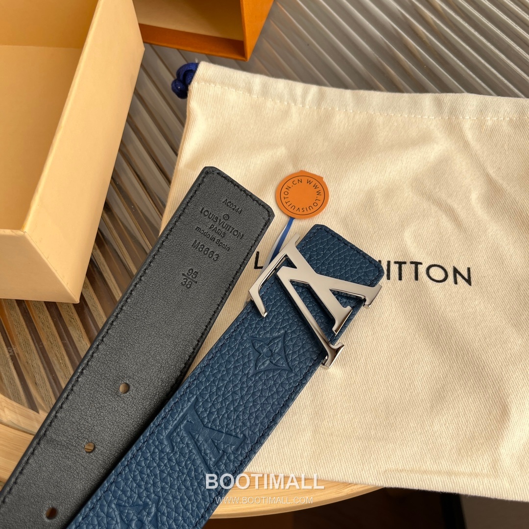 Louis Vuitton New Togo Embossed Buckle Calfskin Black Belt 루이비통 뉴 토고 엠보 버클 카프스킨 블랙 벨트 4cm 5