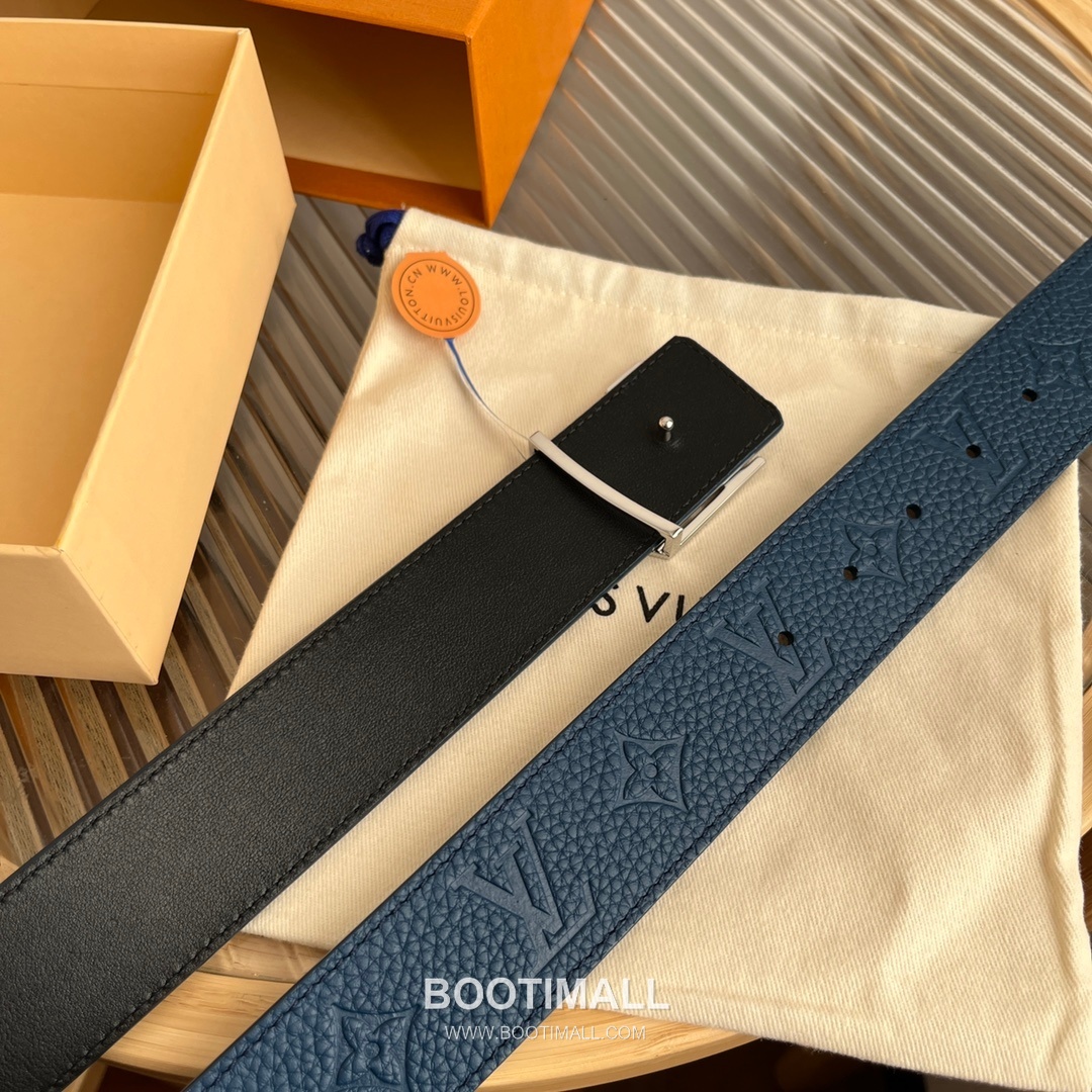 Louis Vuitton New Togo Embossed Buckle Calfskin Black Belt 루이비통 뉴 토고 엠보 버클 카프스킨 블랙 벨트 4cm 6
