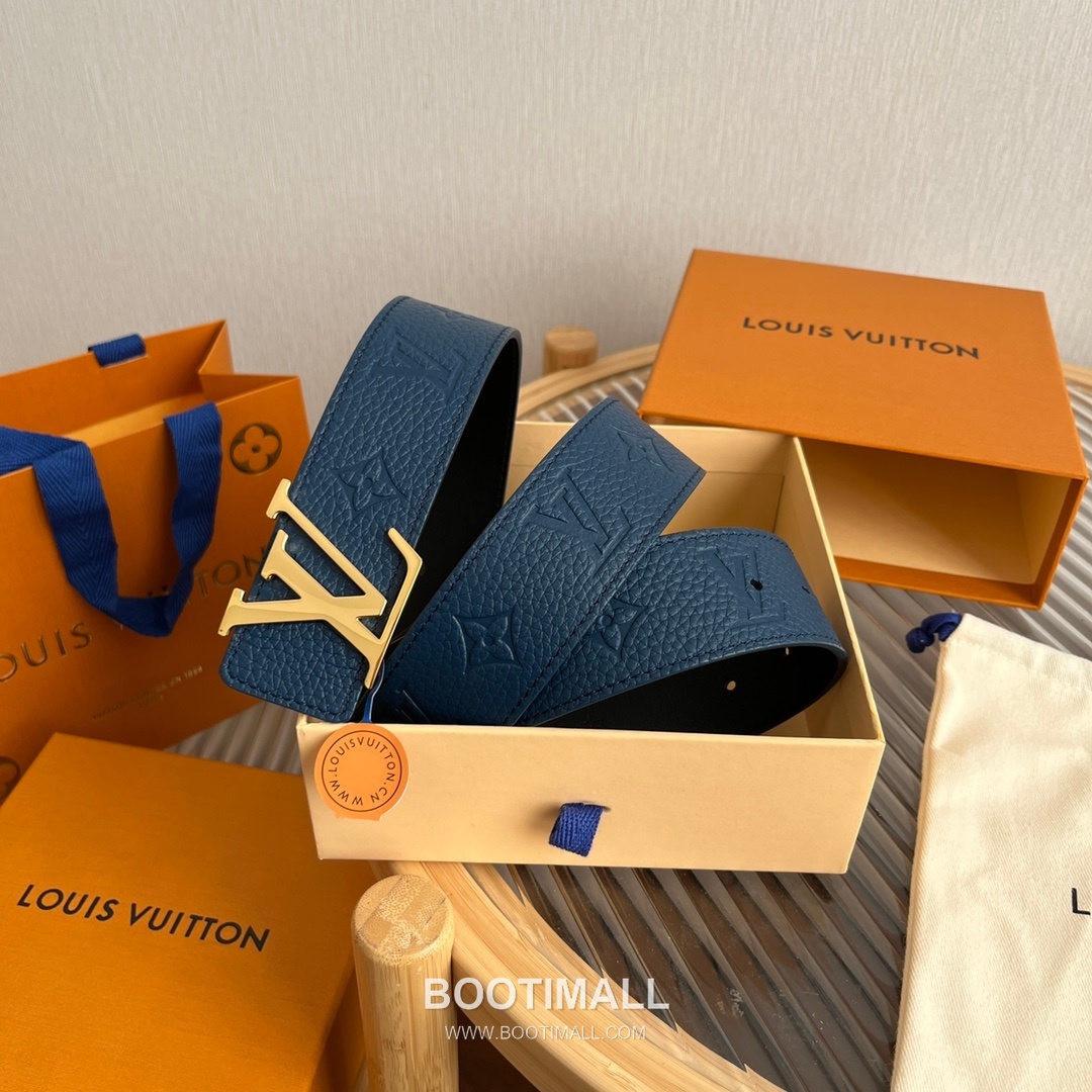 Louis Vuitton New Togo Embossed Buckle Calfskin Black Belt 루이비통 뉴 토고 엠보 버클 카프스킨 블랙 벨트 4cm 7