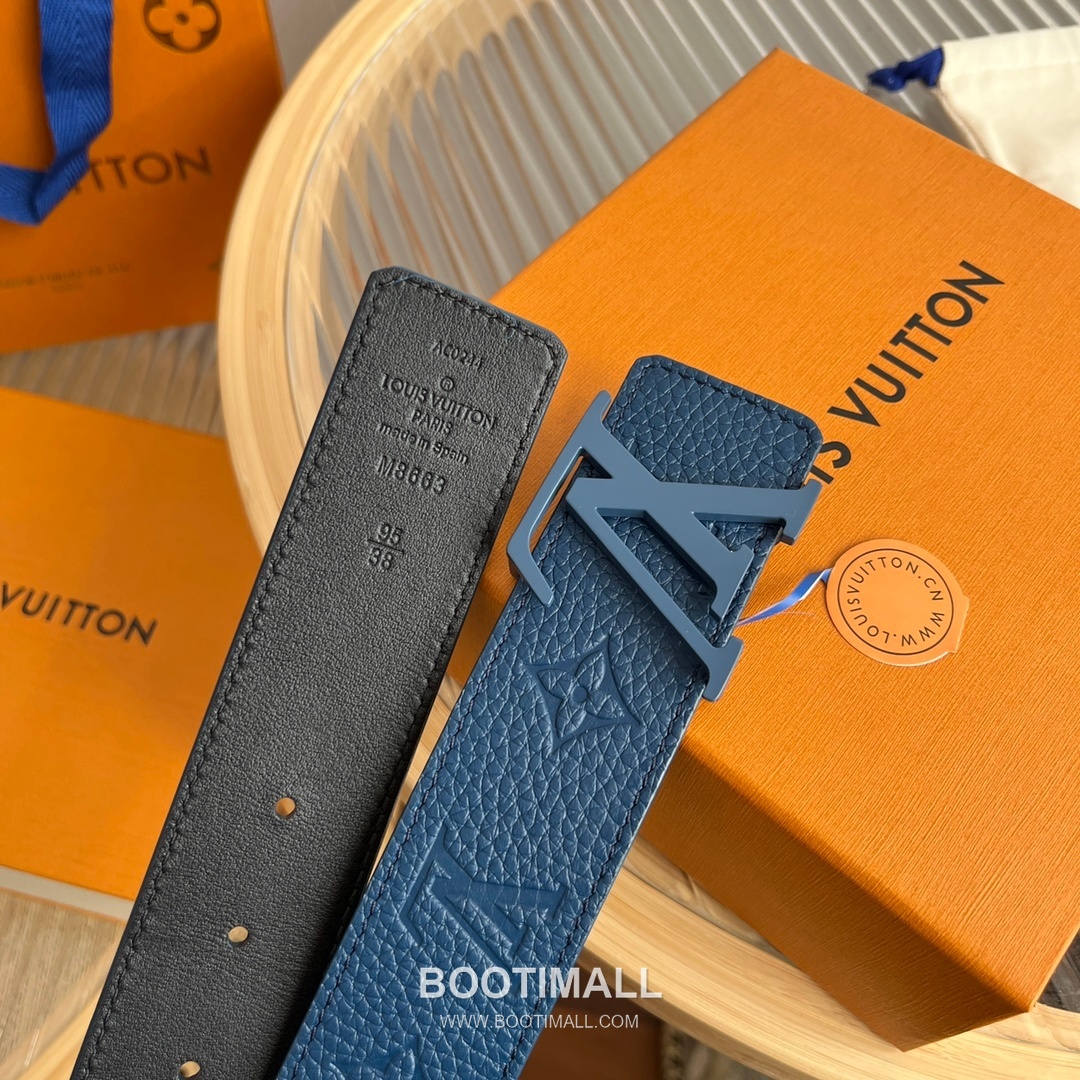 Louis Vuitton New Togo Embossed Buckle Calfskin Black Belt 루이비통 뉴 토고 엠보 버클 카프스킨 블랙 벨트 4cm 6