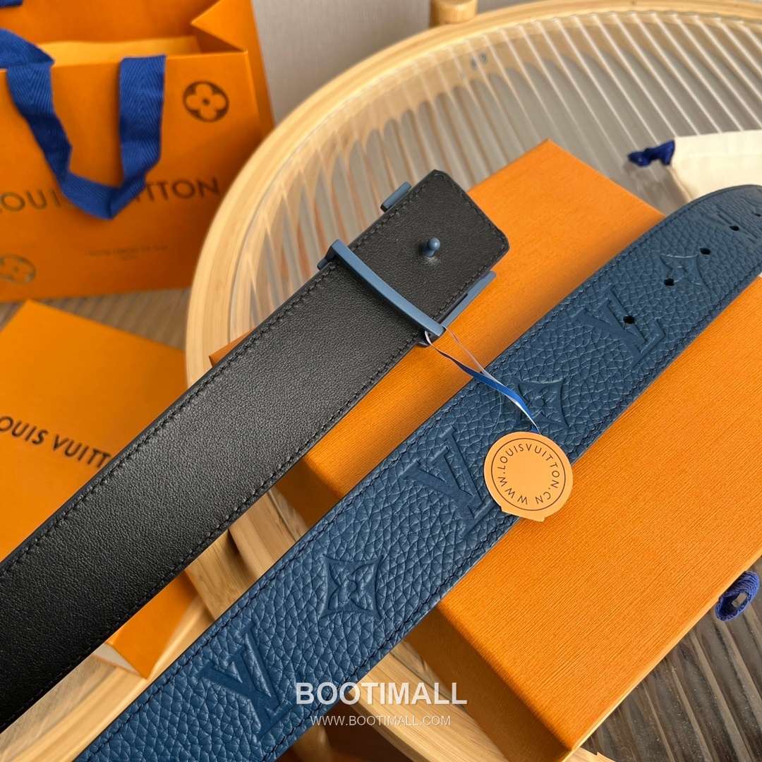 Louis Vuitton New Togo Embossed Buckle Calfskin Black Belt 루이비통 뉴 토고 엠보 버클 카프스킨 블랙 벨트 4cm 7