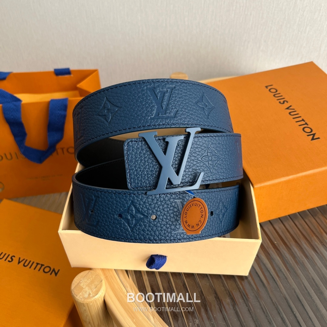 Louis Vuitton New Togo Embossed Buckle Calfskin Black Belt 루이비통 뉴 토고 엠보 버클 카프스킨 블랙 벨트 4cm 9