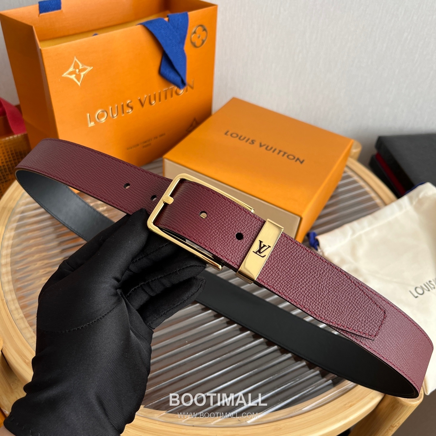 Louis Vuitton LV Initiales Rectangular Buckle Grained Leather Black Belt 루이비통 LV 이니셜 직사각 버클 그레인 레더 벨트 3.5cm 8