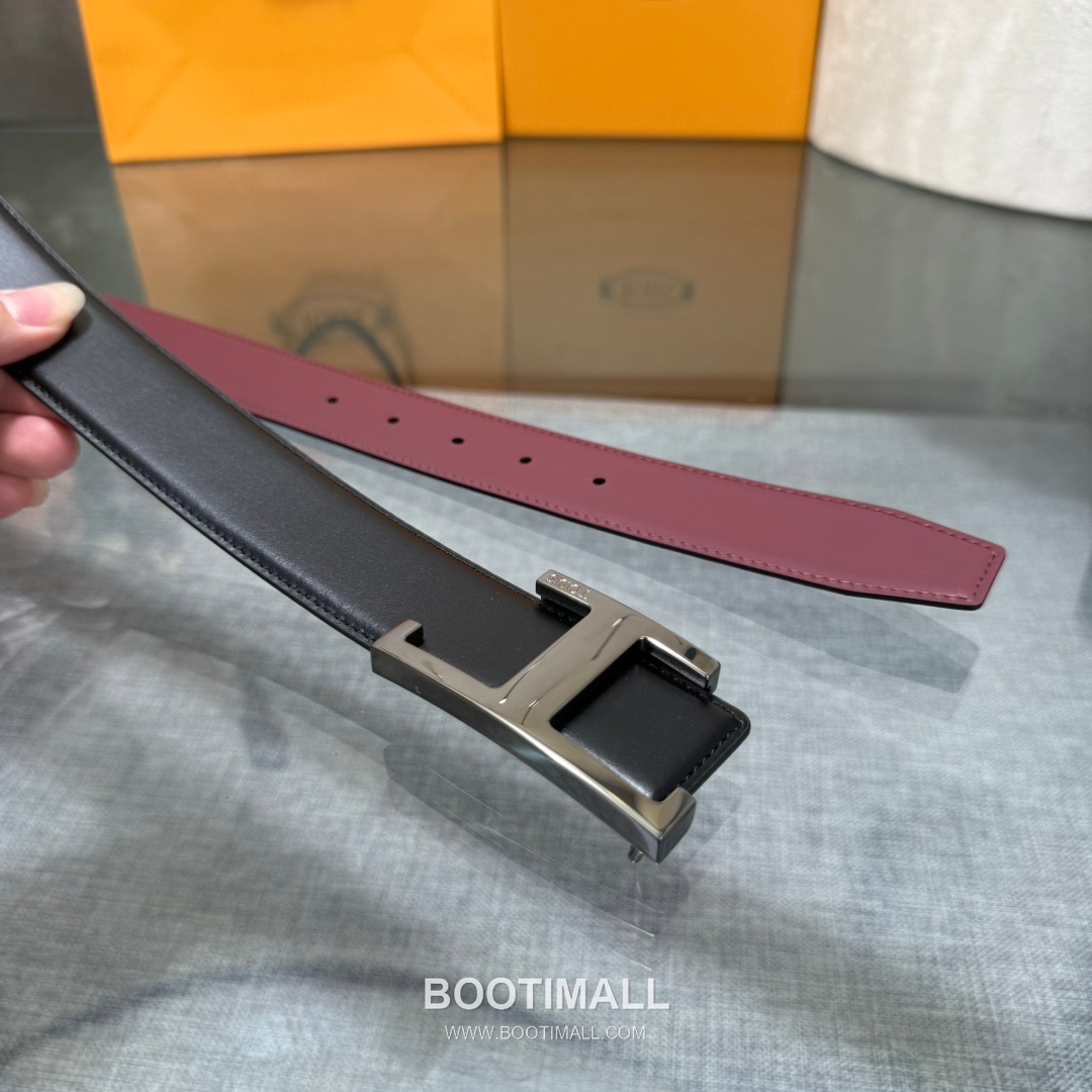 Tod’s T Buckle Smooth Calfskin Belt 토즈 T 버클 스무스 송아지 가죽 벨트 3.5cm 3