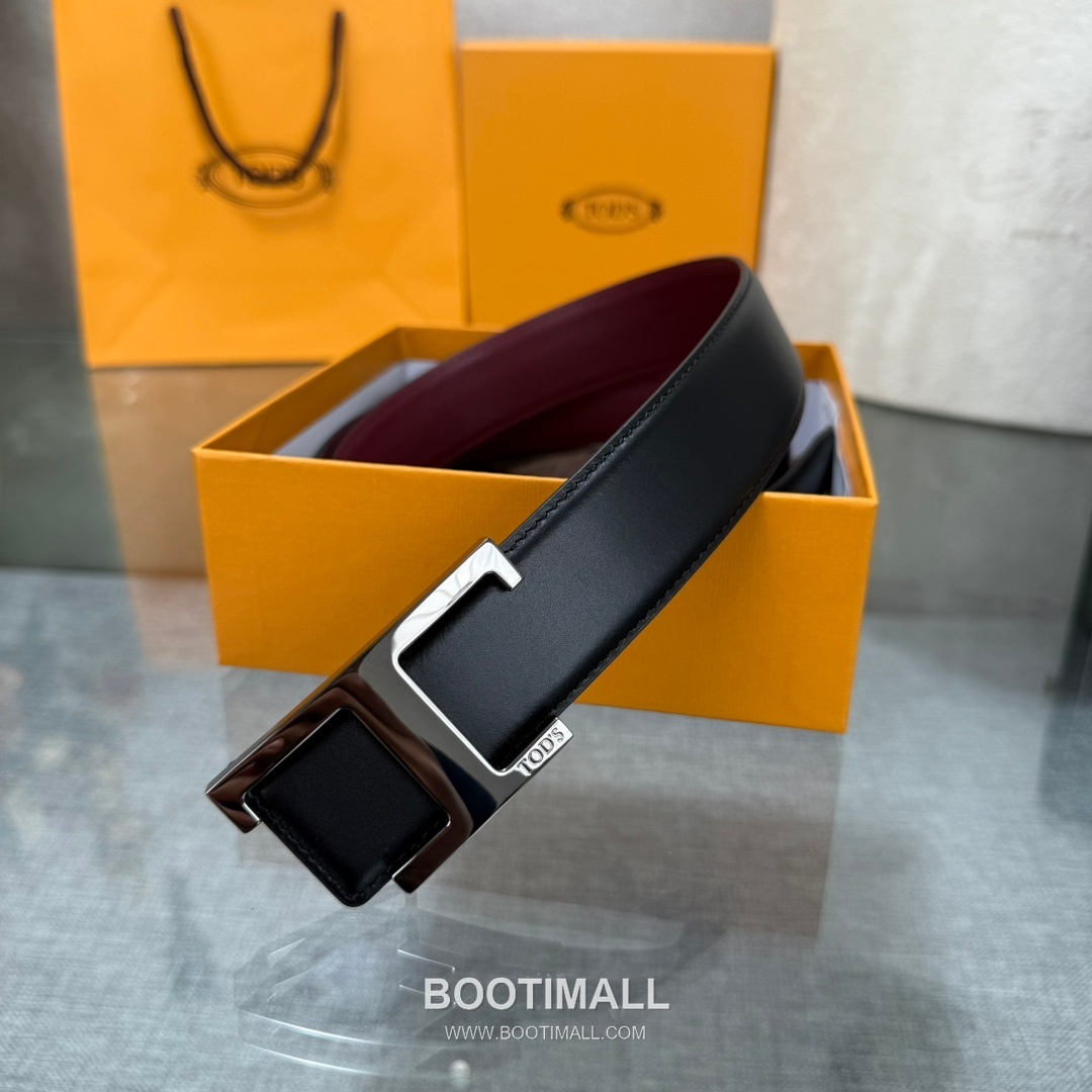 Tod’s T Buckle Smooth Calfskin Belt 토즈 T 버클 스무스 송아지 가죽 벨트 3.5cm 5