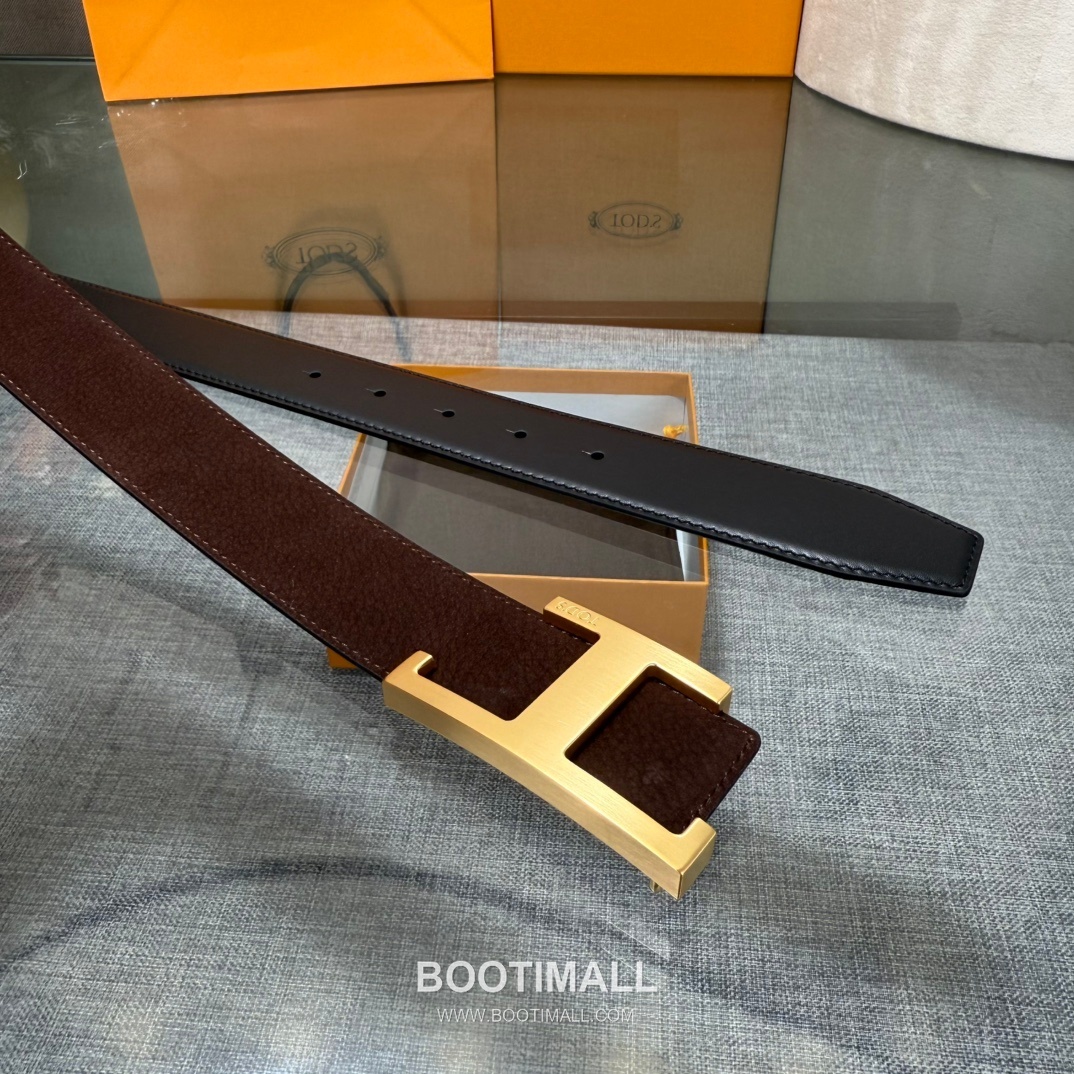 Tod’s T Buckle Smooth Calfskin Belt 토즈 T 버클 스무스 송아지 가죽 벨트 3.5cm 3