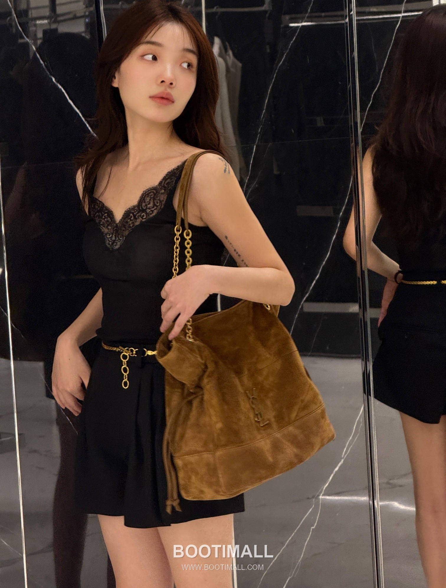 Saint Laurent Jamie 4.3 Pochon Large Suede Goatskin Brown Hobo Bag 생로랑 제이미 4.3 포숑 라지 스웨이드 고트스킨 브라운 호보백 35cm 1