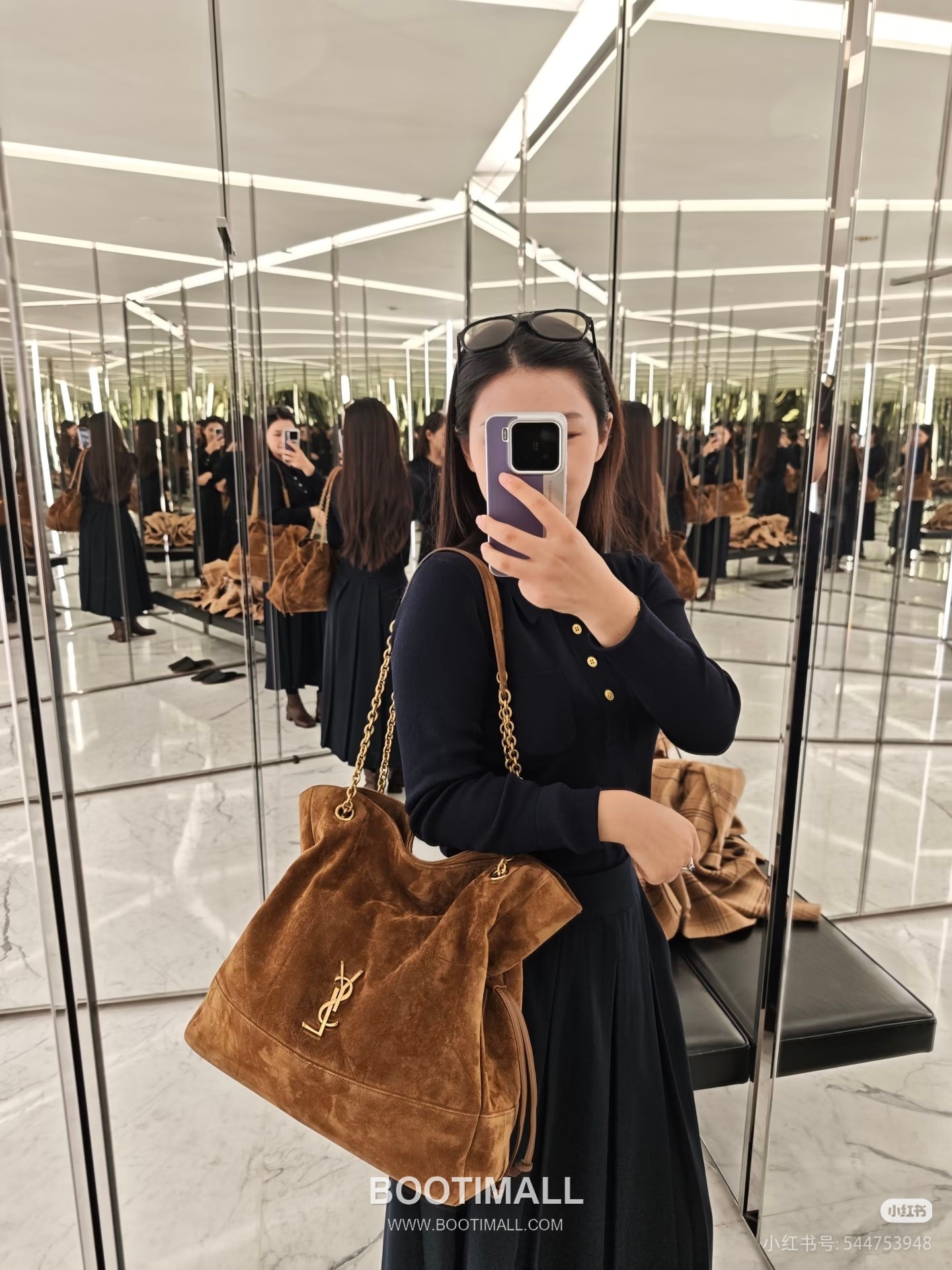 Saint Laurent Jamie 4.3 Pochon Large Suede Goatskin Brown Hobo Bag 생로랑 제이미 4.3 포숑 라지 스웨이드 고트스킨 브라운 호보백 35cm 6