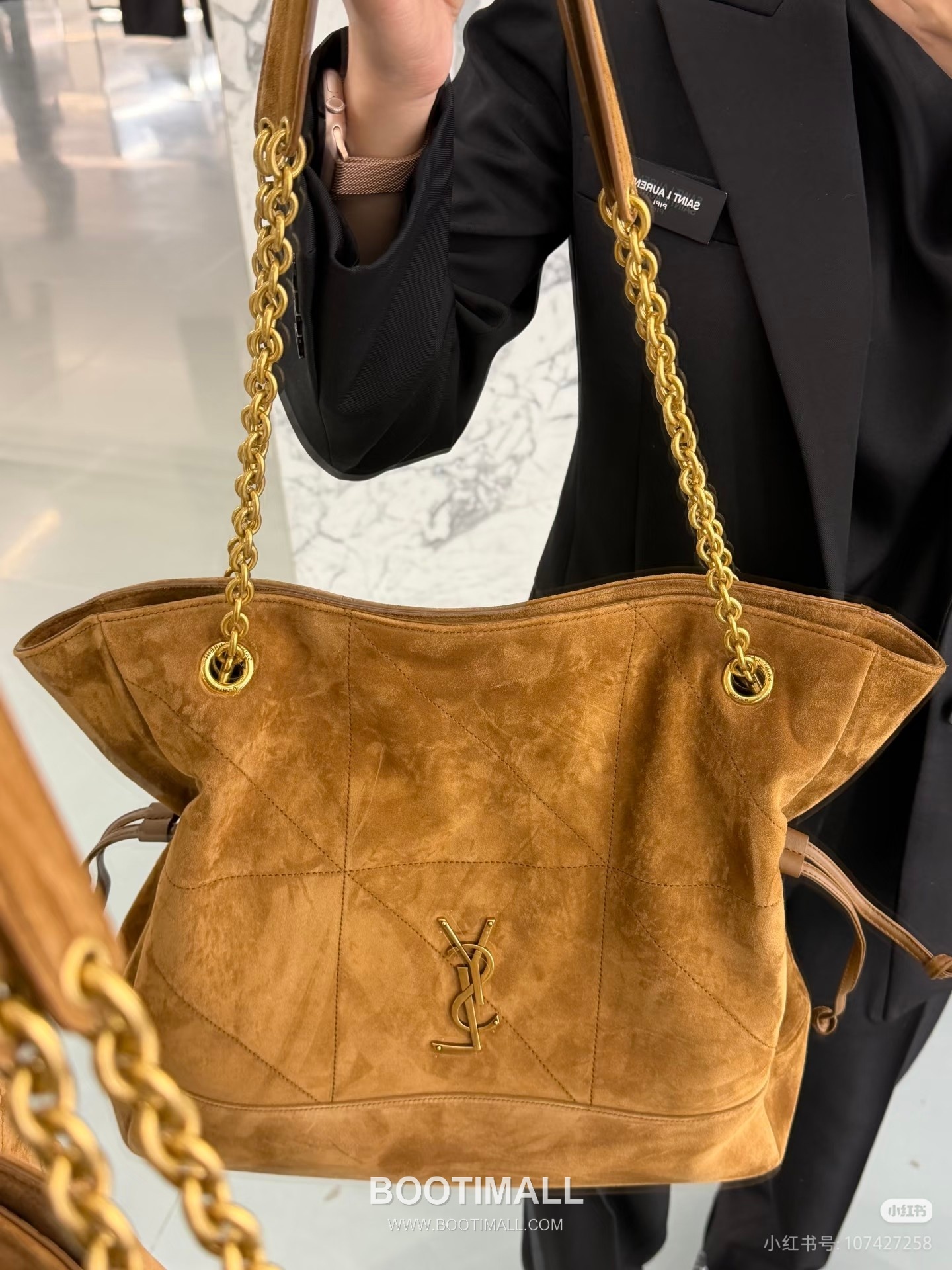 Saint Laurent Jamie 4.3 Pochon Large Suede Goatskin Brown Hobo Bag 생로랑 제이미 4.3 포숑 라지 스웨이드 고트스킨 브라운 호보백 35cm 9