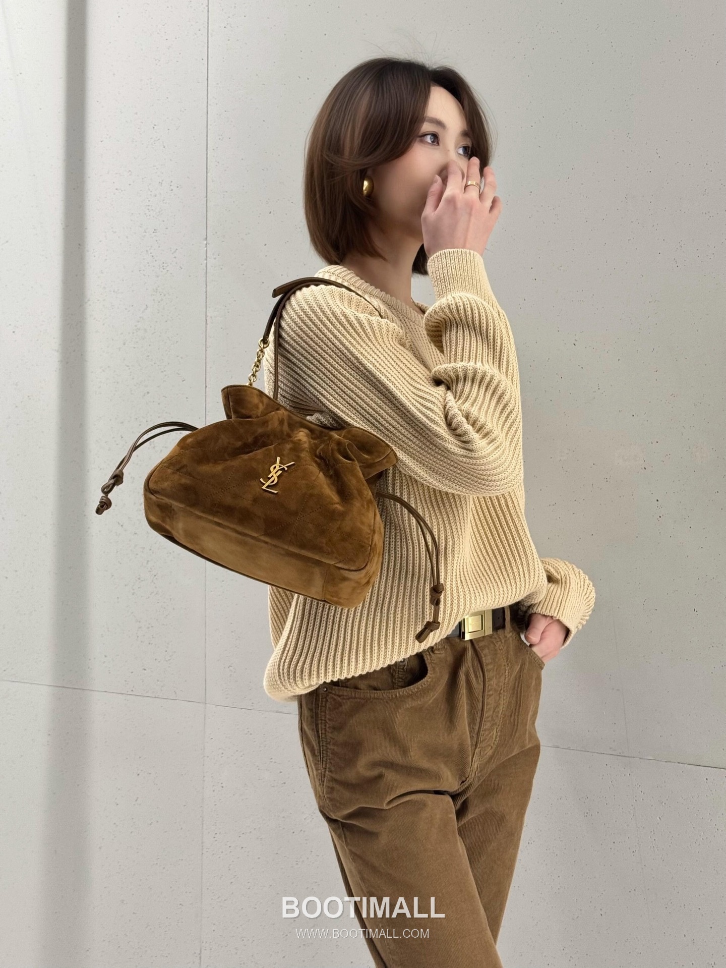 Saint Laurent Jamie 4.3 Baby Suede Lambskin Brown Tote Bag 생로랑 제이미 4.3 베이비 스웨이드 램스킨 브라운 토트백 26cm 1