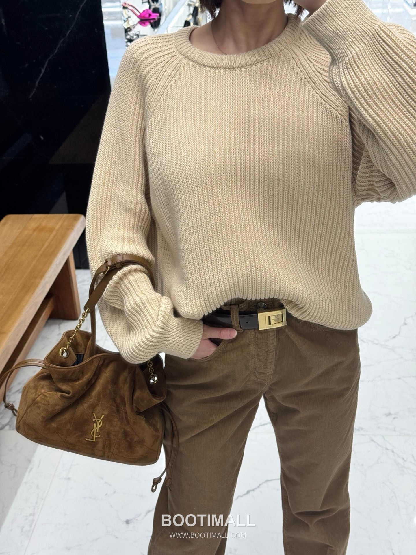 Saint Laurent Jamie 4.3 Baby Suede Lambskin Brown Tote Bag 생로랑 제이미 4.3 베이비 스웨이드 램스킨 브라운 토트백 26cm 3