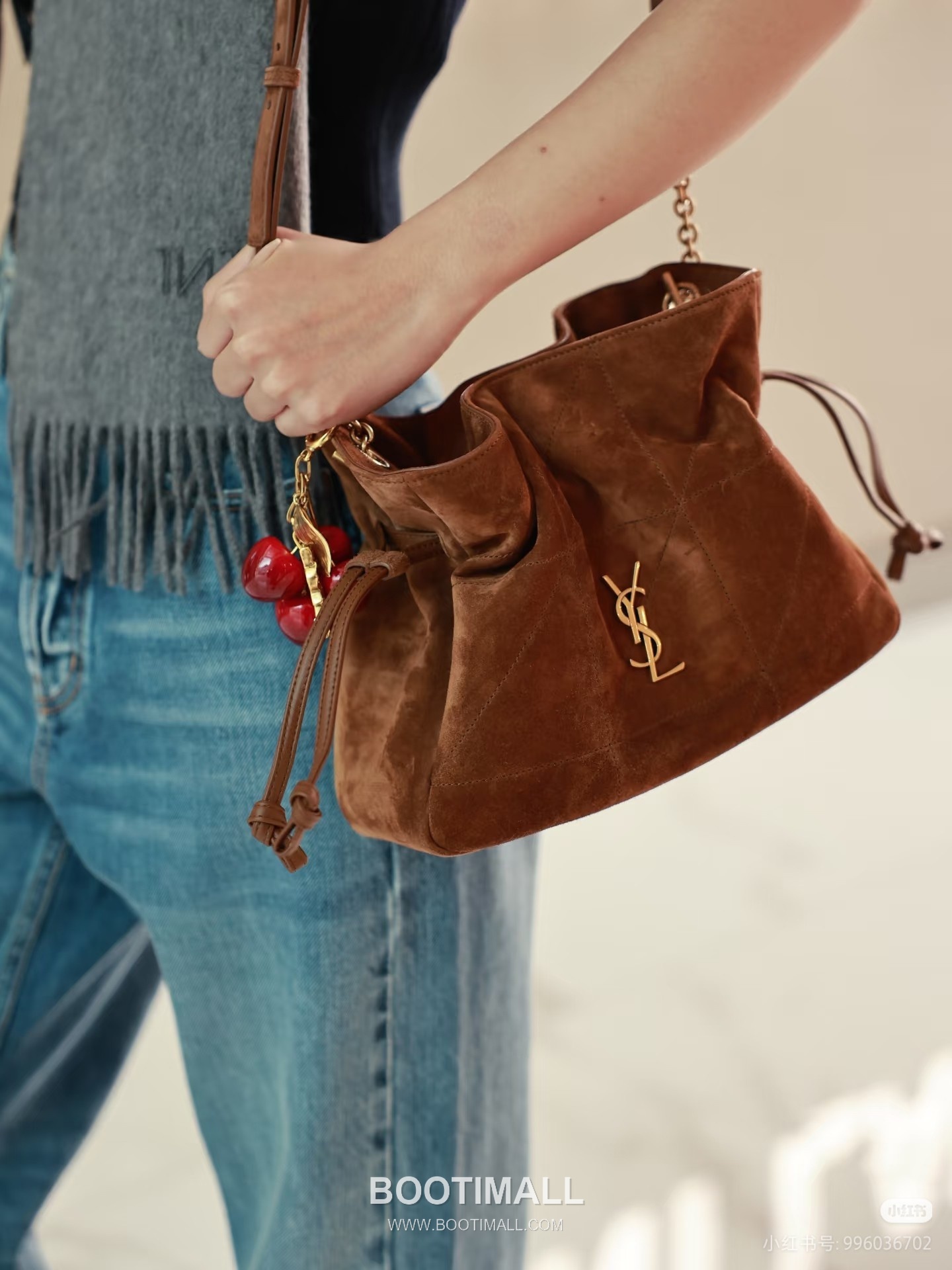 Saint Laurent Jamie 4.3 Baby Suede Lambskin Brown Tote Bag 생로랑 제이미 4.3 베이비 스웨이드 램스킨 브라운 토트백 26cm 4