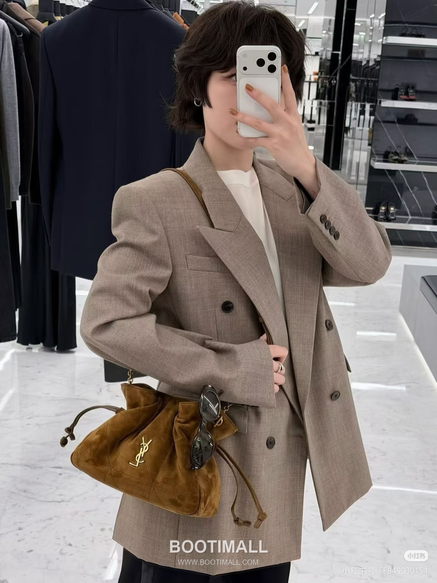 Saint Laurent Jamie 4.3 Baby Suede Lambskin Brown Tote Bag 생로랑 제이미 4.3 베이비 스웨이드 램스킨 브라운 토트백 26cm 5