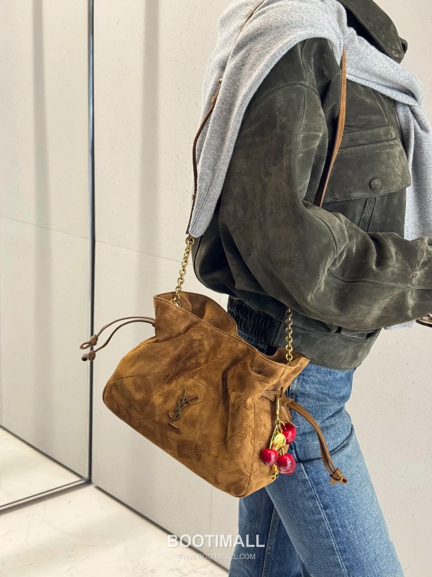 Saint Laurent Jamie 4.3 Baby Suede Lambskin Brown Tote Bag 생로랑 제이미 4.3 베이비 스웨이드 램스킨 브라운 토트백 26cm 6