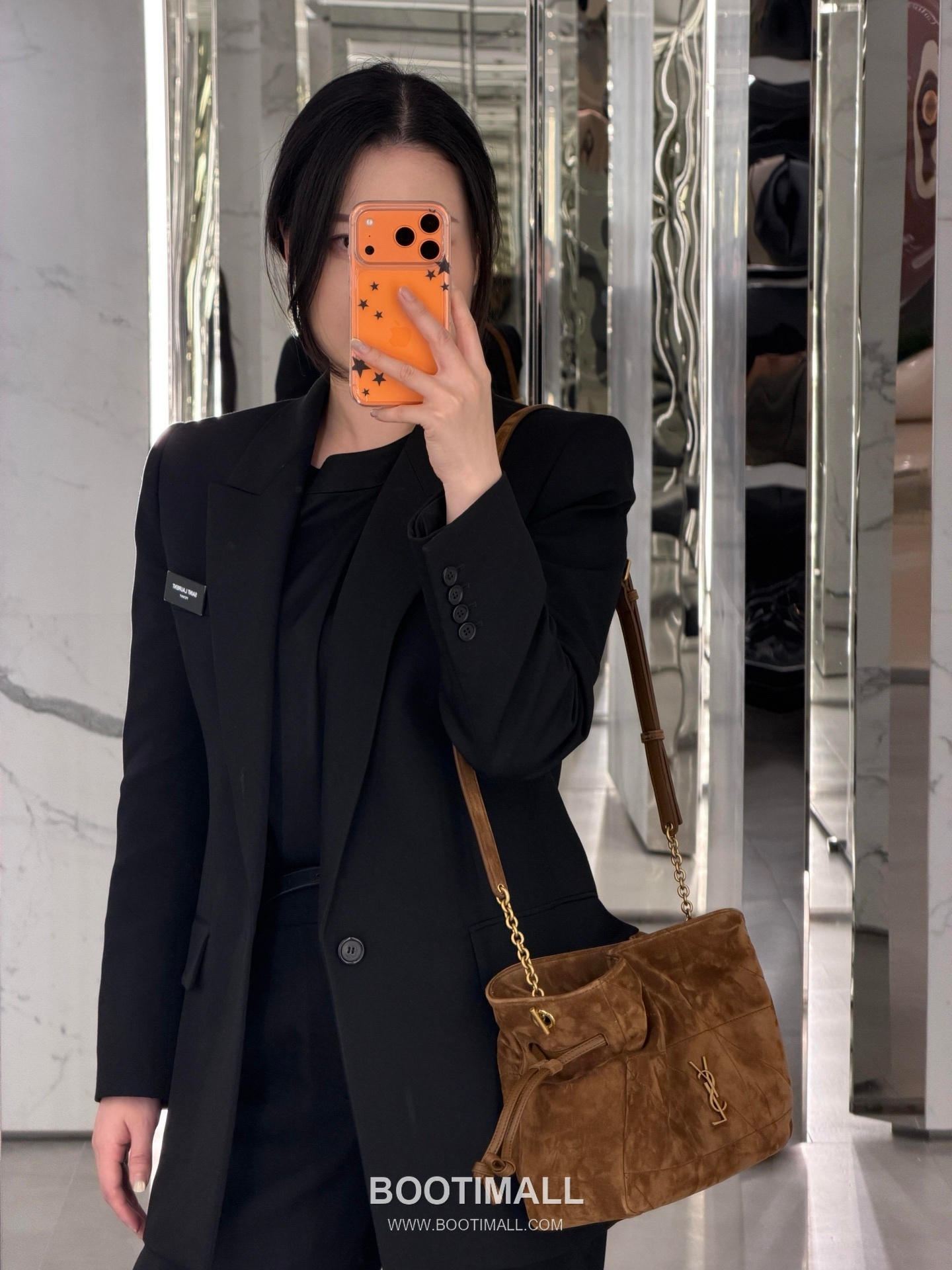 Saint Laurent Jamie 4.3 Baby Suede Lambskin Brown Tote Bag 생로랑 제이미 4.3 베이비 스웨이드 램스킨 브라운 토트백 26cm 9