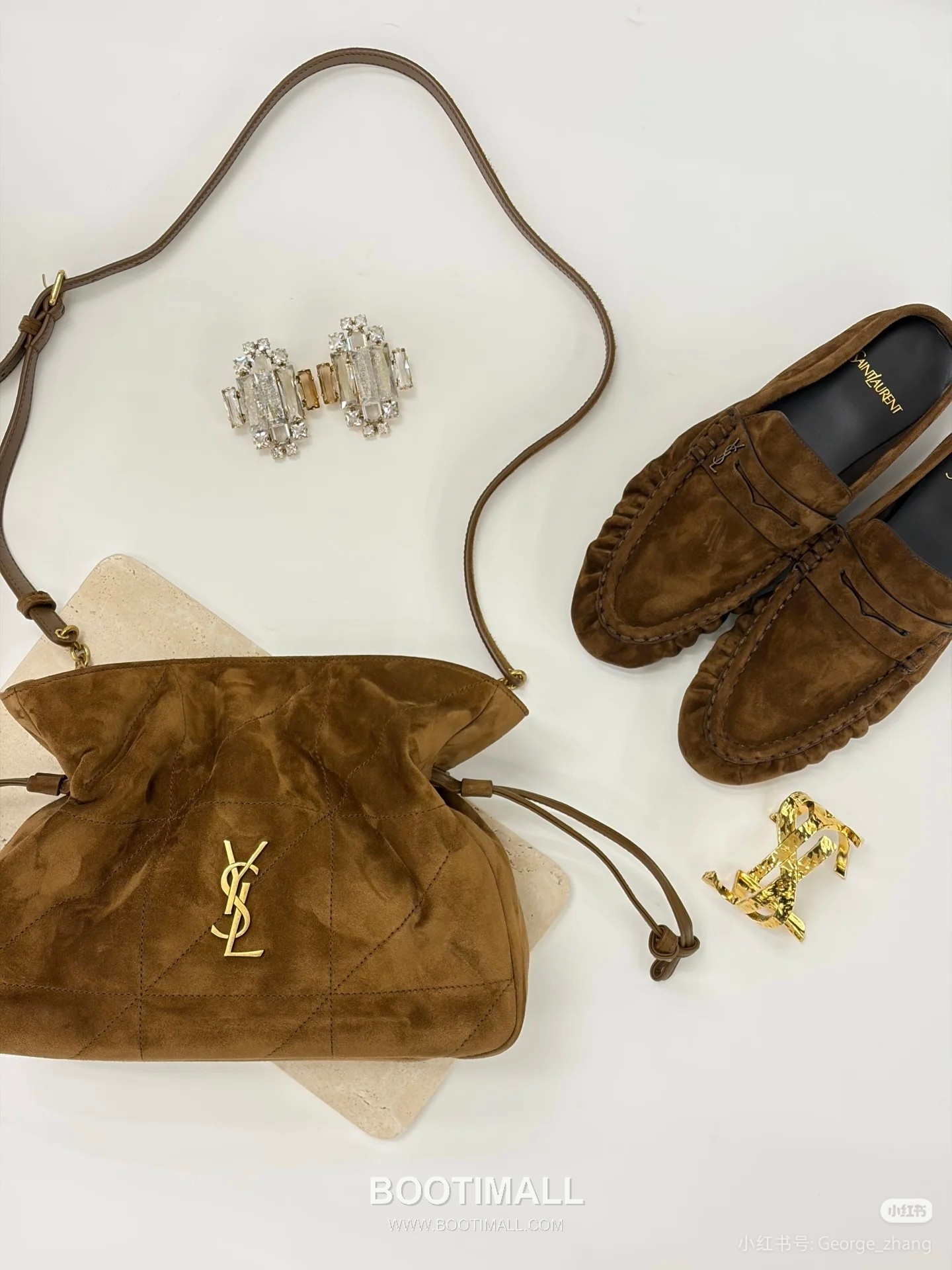 Saint Laurent Jamie 4.3 Baby Suede Lambskin Brown Tote Bag 생로랑 제이미 4.3 베이비 스웨이드 램스킨 브라운 토트백 26cm 11