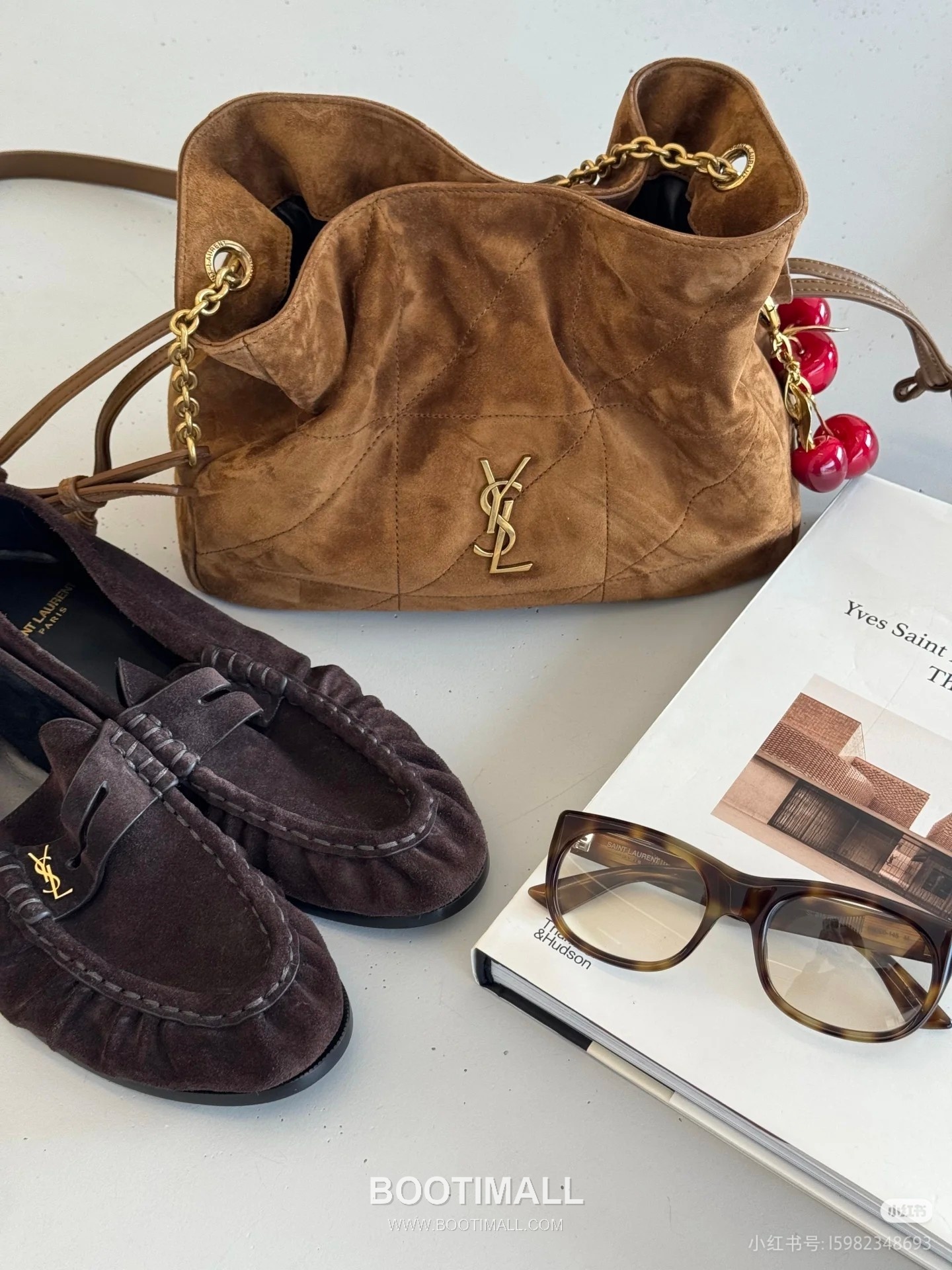 Saint Laurent Jamie 4.3 Baby Suede Lambskin Brown Tote Bag 생로랑 제이미 4.3 베이비 스웨이드 램스킨 브라운 토트백 26cm 17