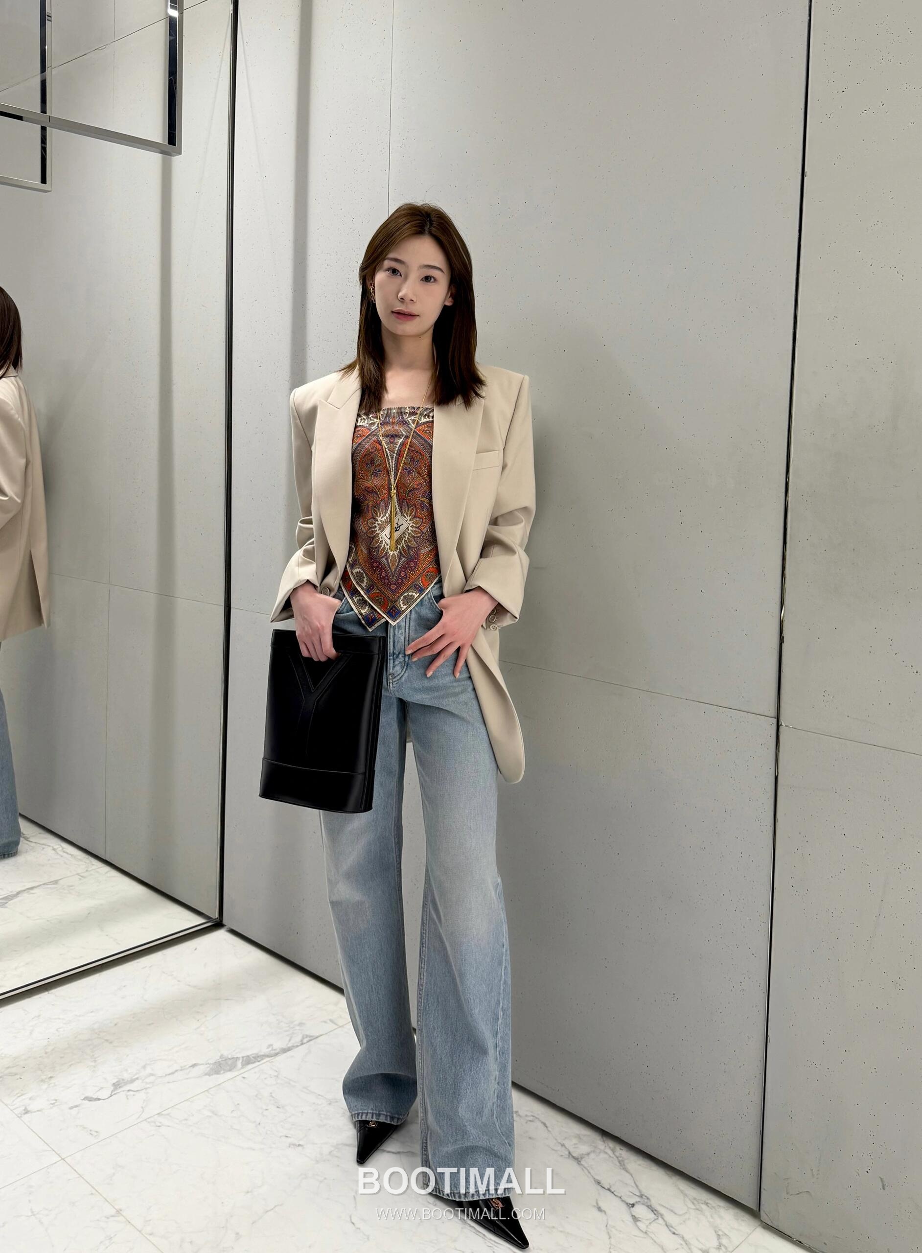 Saint Laurent Y Series Y-Embossed Calfskin Black Shoulder Bag 생로랑 Y 시리즈 엠보스드 카프스킨 블랙 숄더백 33cm 3