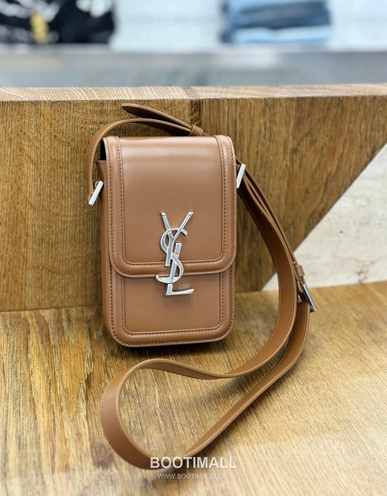 Saint Laurent Solferino Phone Pouch 753963 Box Calfskin Caramel Crossbody Bag 생로랑 솔페리노 폰 파우치 753963 박스 카프스킨 카라멜 크로스백 18cm 8