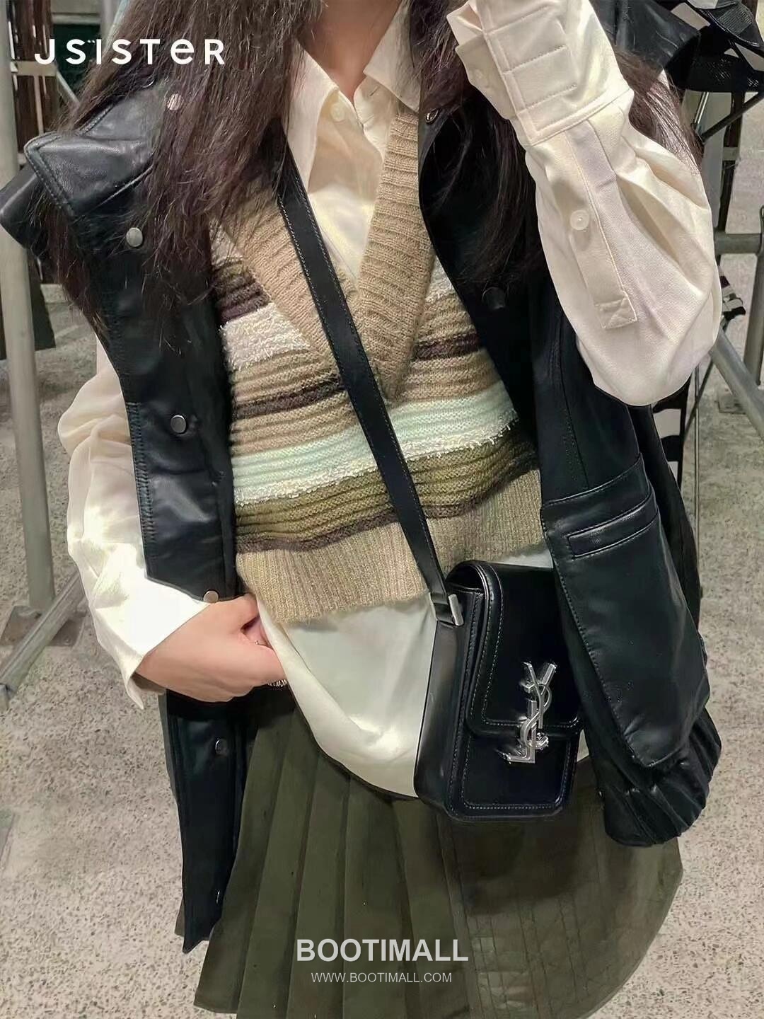 Saint Laurent Solferino Phone Box Calfskin Black Crossbody Bag 생로랑 솔페리노 폰 박스 카프스킨 블랙 크로스백 18cm 6