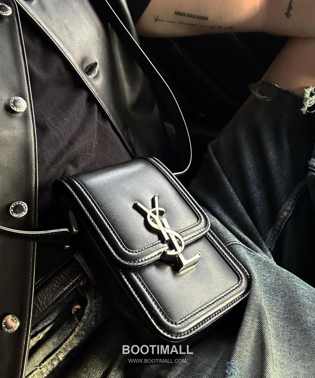 Saint Laurent Solferino Phone Box Calfskin Black Crossbody Bag 생로랑 솔페리노 폰 박스 카프스킨 블랙 크로스백 18cm 12