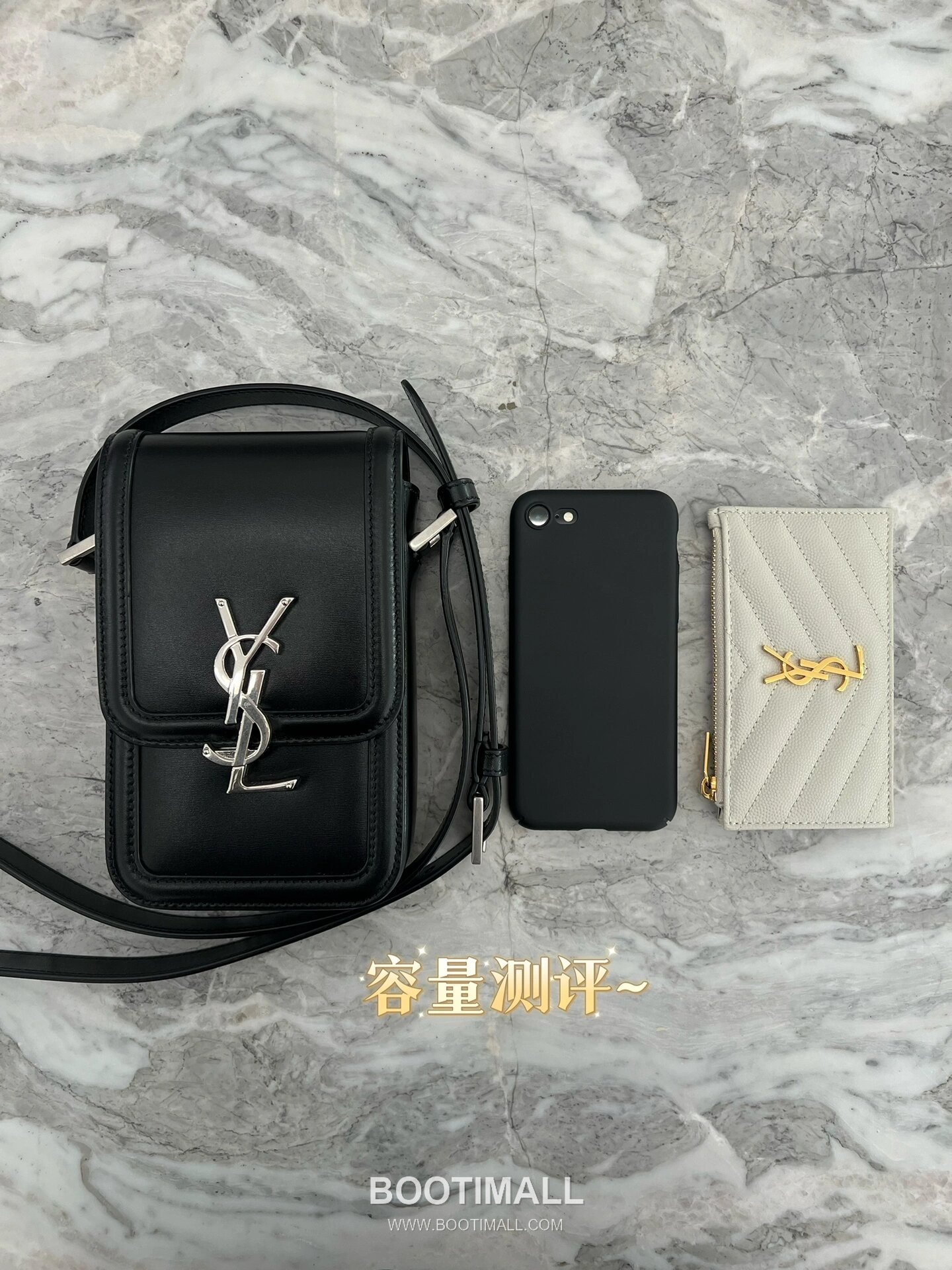 Saint Laurent Solferino Phone Box Calfskin Black Crossbody Bag 생로랑 솔페리노 폰 박스 카프스킨 블랙 크로스백 18cm 26