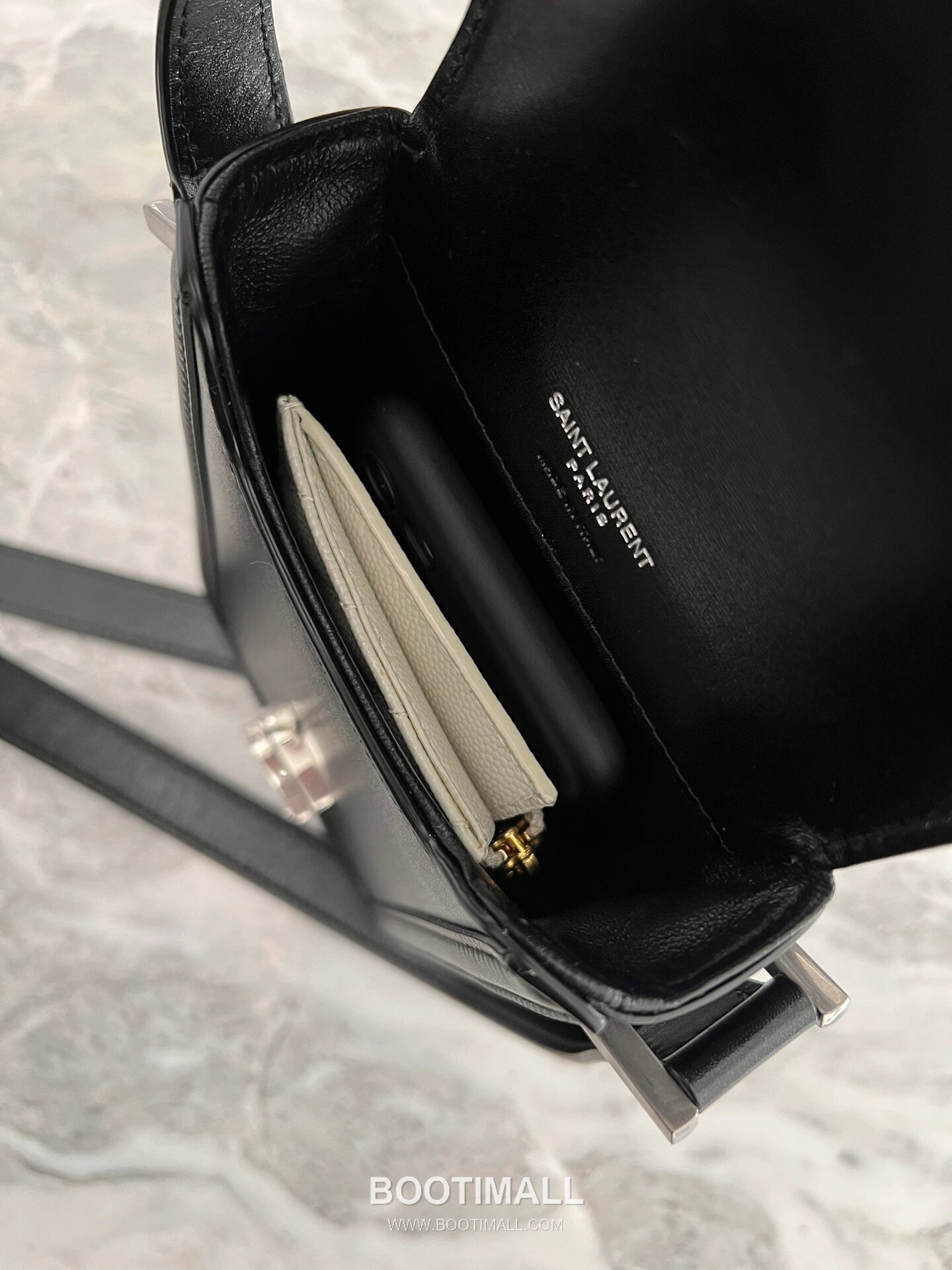 Saint Laurent Solferino Phone Box Calfskin Black Crossbody Bag 생로랑 솔페리노 폰 박스 카프스킨 블랙 크로스백 18cm 27