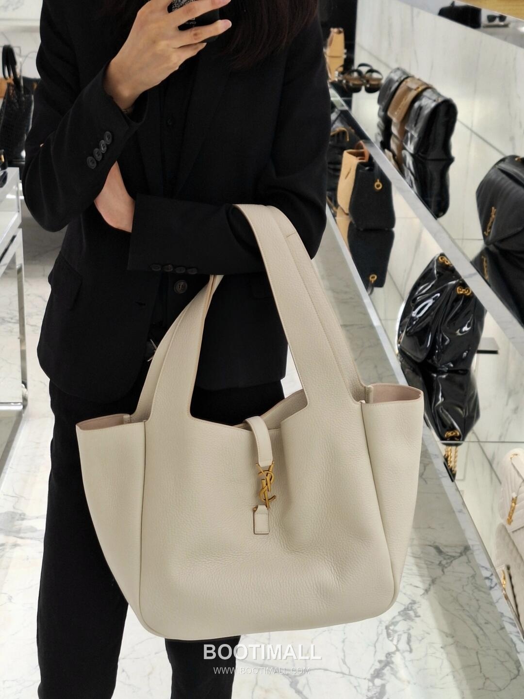 Saint Laurent BEA Deerskin Shopping Tote Bag 76343516801280 생로랑 BEA 디어스킨 쇼핑 토트백 50cm 5