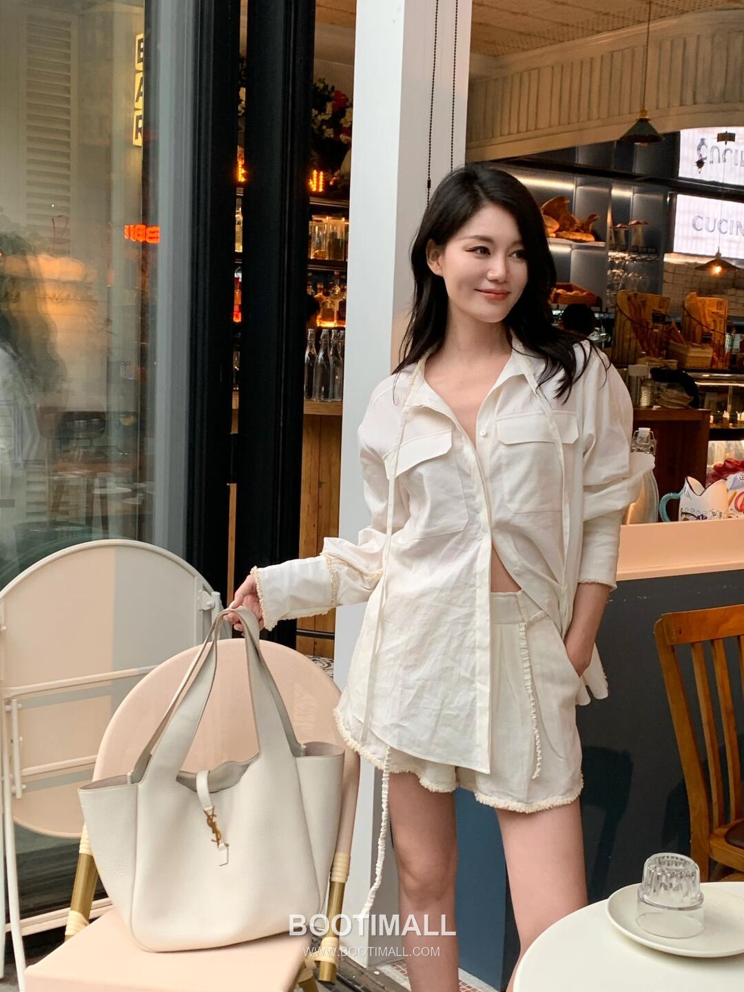 Saint Laurent BEA Deerskin Shopping Tote Bag 76343516801280 생로랑 BEA 디어스킨 쇼핑 토트백 50cm 19