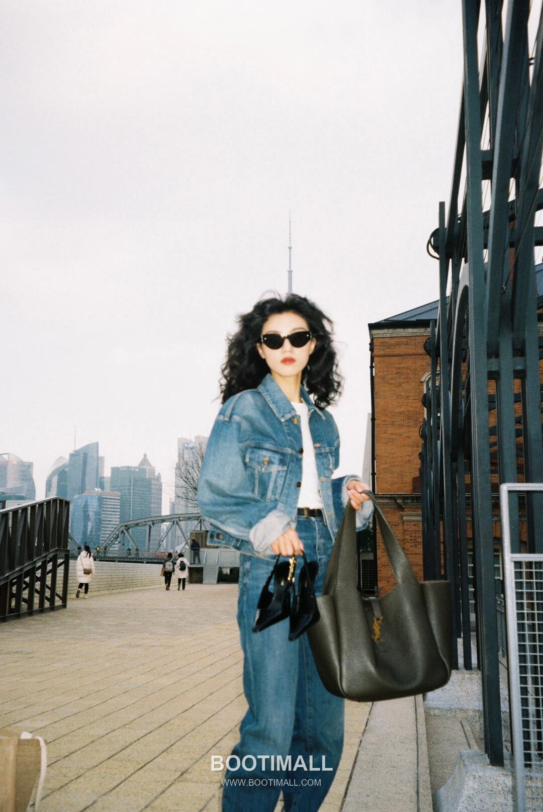 Saint Laurent BEA Deerskin Shopping Tote Bag 76343516801280 생로랑 BEA 디어스킨 쇼핑 토트백 50cm 17