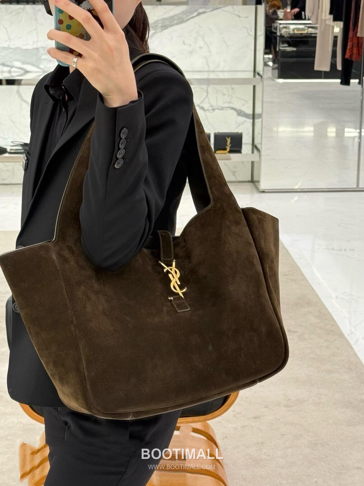 Saint Laurent BEA Leather Shopping Tote Bag 76343516801280 생로랑 BEA 레더 쇼핑 토트백 50cm 9