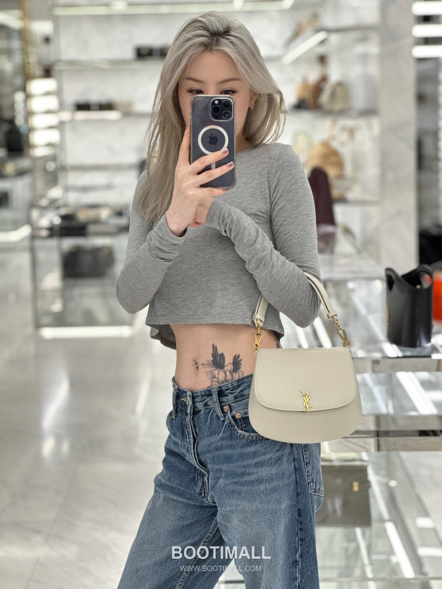 Saint Laurent Voltaire Box Leather Top Handle Shoulder Bag 8008461680880 생로랑 볼테르 박스 레더 탑핸들 숄더백 21cm 1